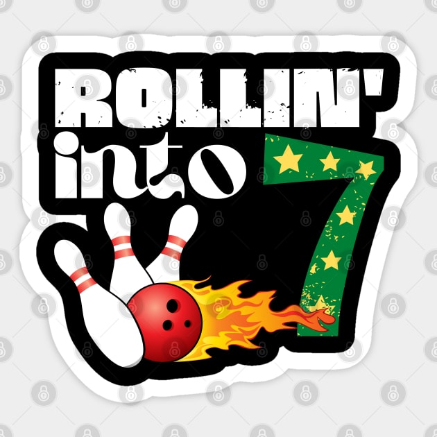 Rolling into 7 Bowling Birthday Gift Sticker by The WYLD Tribe